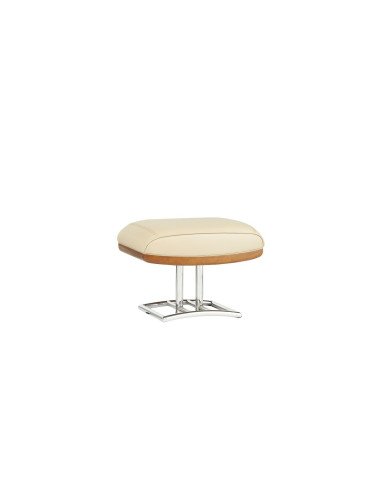 Côté Loges | Pouf Marina en cuir beige et inox design